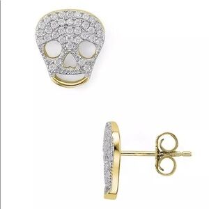 AQUA Sterling Silver Skull Stud Earrings